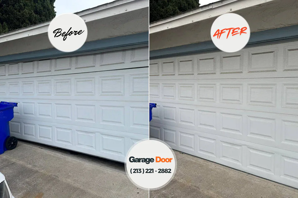 Before and after: garage door repair Leland Grove, IL